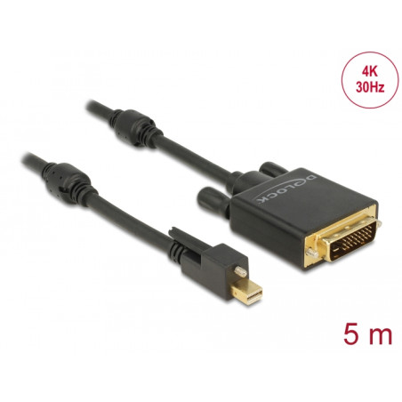 Delock Kabel mini DisplayPort 1.2 Stecker mit Schraube - DVI Stecker 4K 30 Hz Aktiv 5 m schwarz
