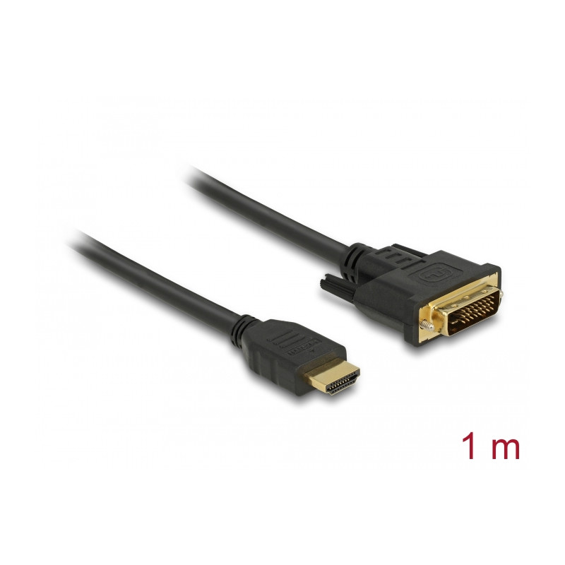 Delock HDMI zu DVI 24+1 Kabel bidirektional 1 m
