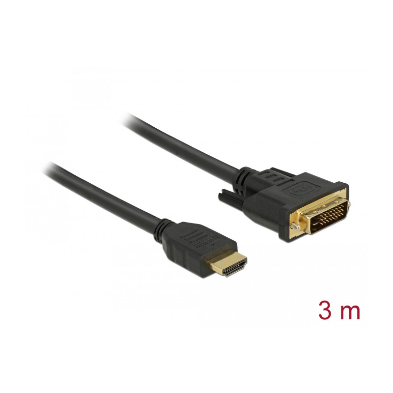 Delock HDMI zu DVI 24+1 Kabel bidirektional 3 m