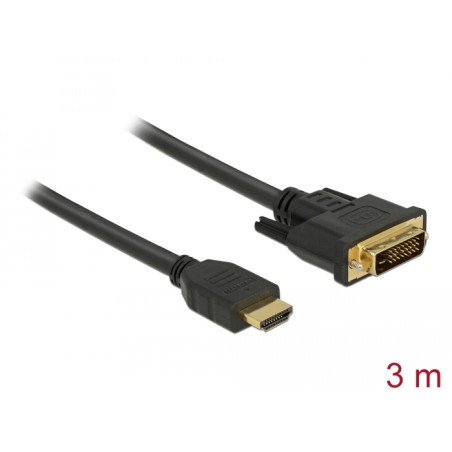 Delock HDMI zu DVI 24+1 Kabel bidirektional 3 m