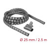 Delock Spiralschlauch mit Einziehwerkzeug 2,5 m x 25 mm grau