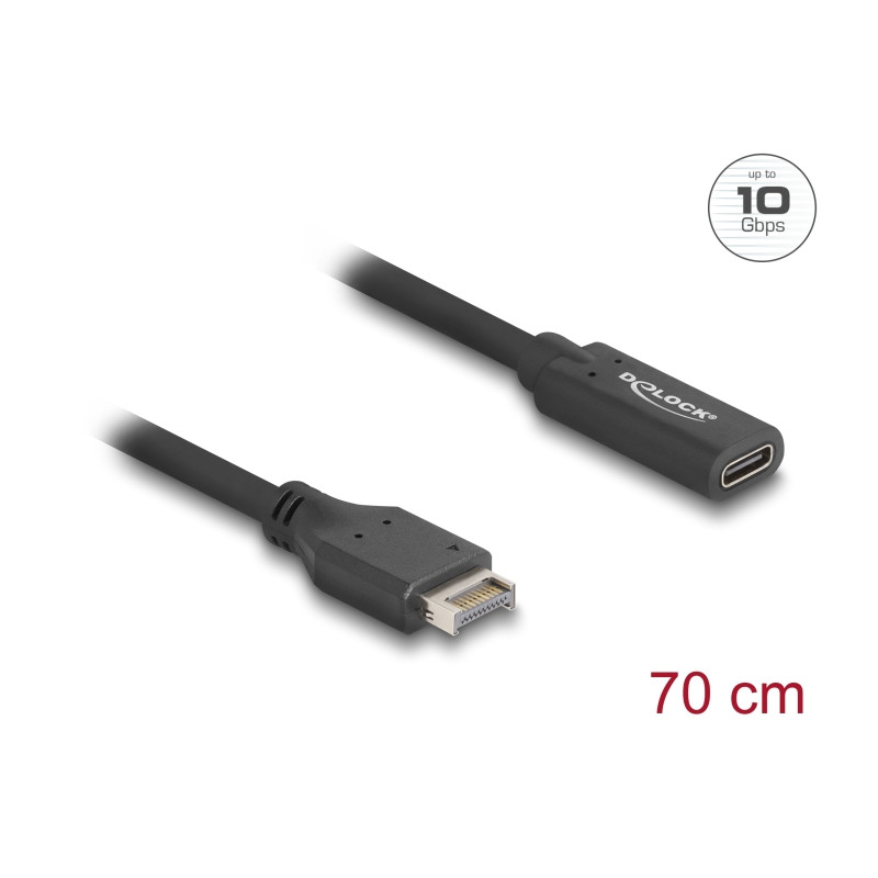 Delock USB 10 Gbps Kabel Typ-E Key A 20 Pin Stecker zu USB Type-C™ Buchse 70 cm