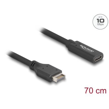 Delock USB 10 Gbps Kabel Typ-E Key A 20 Pin Stecker zu USB Type-C™ Buchse 70 cm