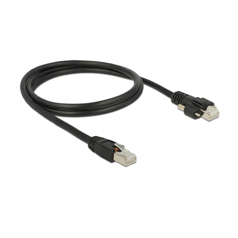Delock GigE Kamera Kabel RJ45 Stecker zu RJ45 Stecker mit Schrauben Cat.6 S/FTP 1 m