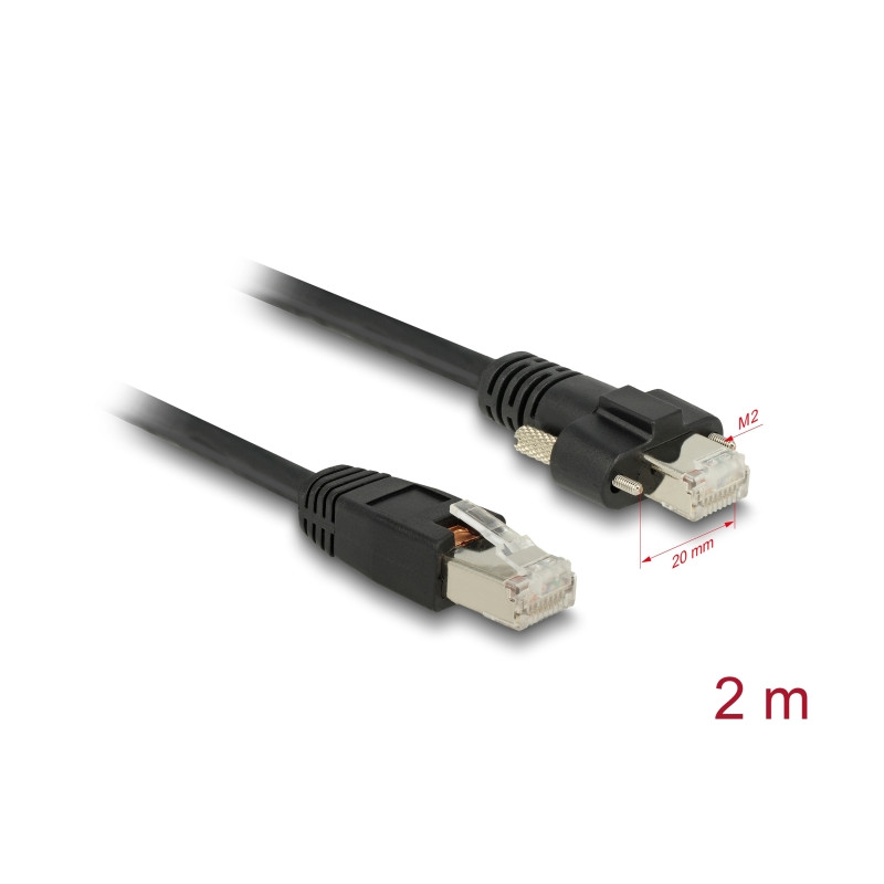 Delock GigE Kamera Kabel RJ45 Stecker zu RJ45 Stecker mit Schrauben Cat.6 S/FTP 2 m