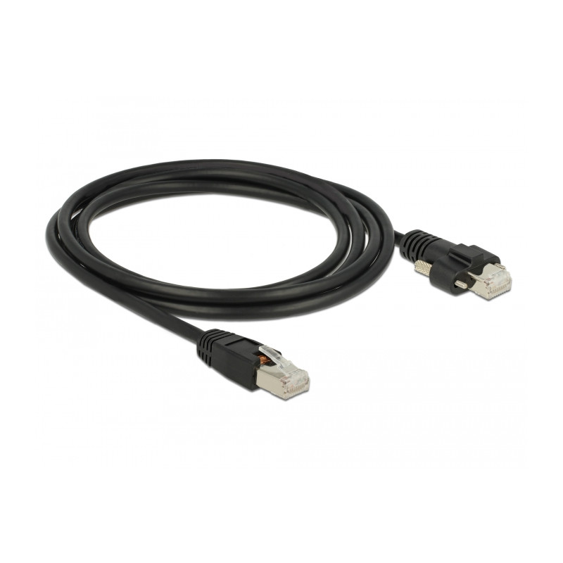 Delock GigE Kamera Kabel RJ45 Stecker zu RJ45 Stecker mit Schrauben Cat.6 S/FTP 2 m