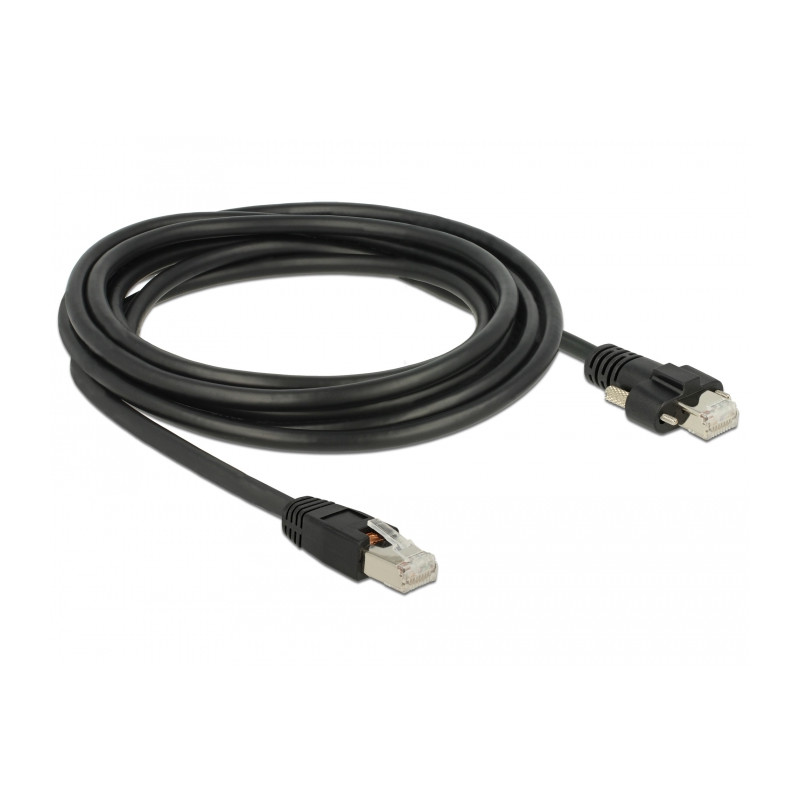 Delock GigE Kamera Kabel RJ45 Stecker zu RJ45 Stecker mit Schrauben Cat.6 S/FTP 3 m