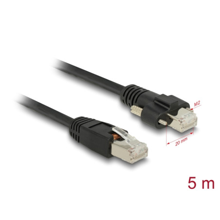 Delock GigE Kamera Kabel RJ45 Stecker zu RJ45 Stecker mit Schrauben Cat.6 S/FTP 5 m