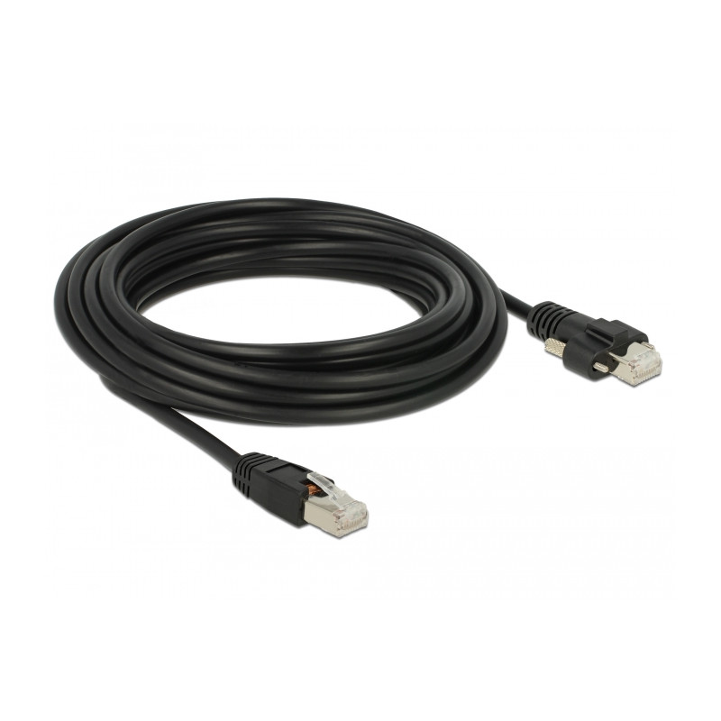 Delock GigE Kamera Kabel RJ45 Stecker zu RJ45 Stecker mit Schrauben Cat.6 S/FTP 5 m