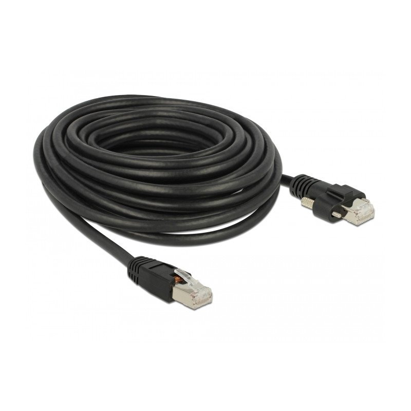 Delock GigE Kamera Kabel RJ45 Stecker zu RJ45 Stecker mit Schrauben Cat.6 S/FTP 10 m