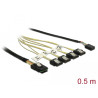 Delock Kabel Mini SAS SFF-8087 - 4 x SATA 7 Pin + Sideband 0,5 m Metall