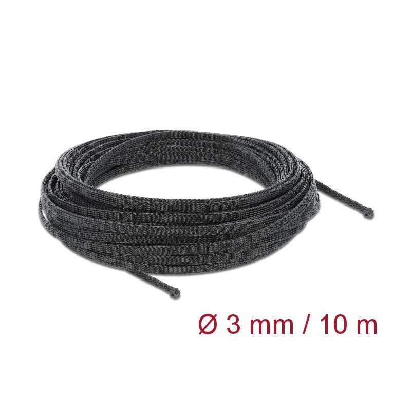Delock Geflechtschlauch dehnbar 10 m x 3 mm schwarz