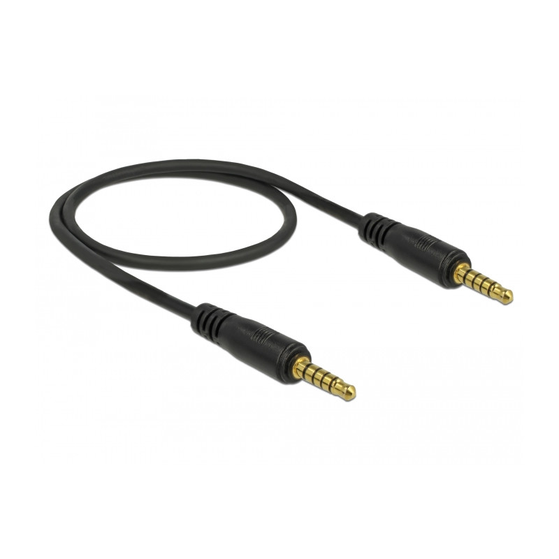 Delock Klinkenkabel 3,5 mm 5 Pin Stecker zu Stecker 0,5 m schwarz