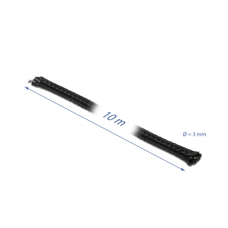 Delock Geflechtschlauch dehnbar 10 m x 3 mm schwarz