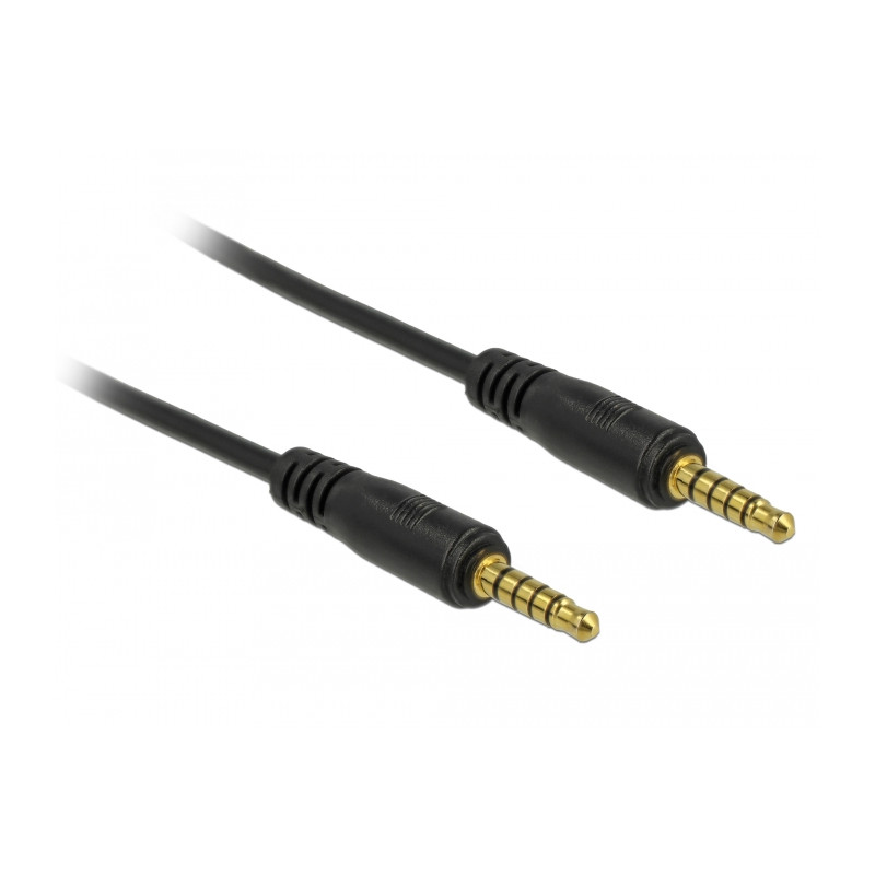 Delock Klinkenkabel 3,5 mm 5 Pin Stecker zu Stecker 0,5 m schwarz
