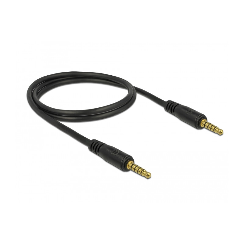 Delock Klinkenkabel 3,5 mm 5 Pin Stecker zu Stecker 1 m schwarz