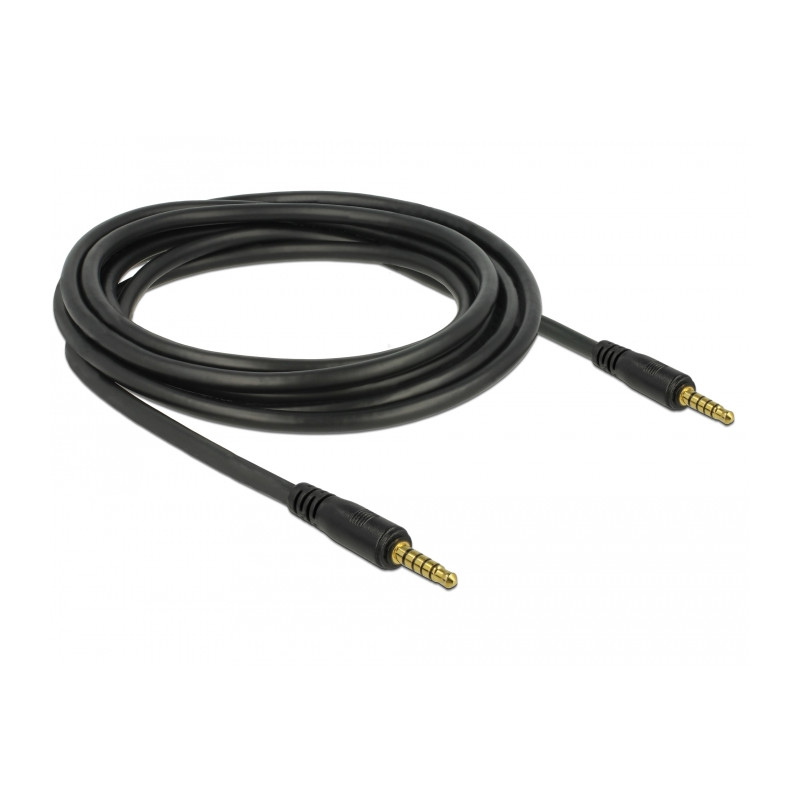 Delock Klinkenkabel 3,5 mm 5 Pin Stecker zu Stecker 3 m schwarz