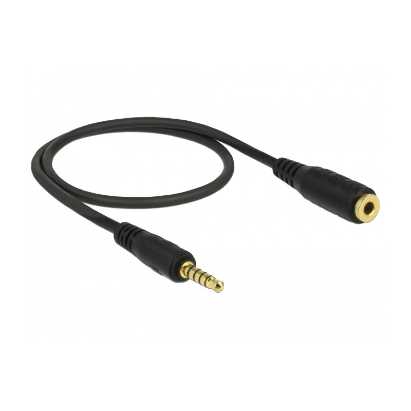 Delock Verlängerungskabel Klinke 3,5 mm 5 Pin Stecker zu Buchse 0,5 m schwarz