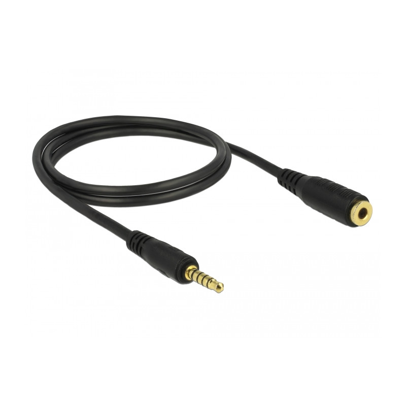Delock Verlängerungskabel Klinke 3,5 mm 5 Pin Stecker zu Buchse 1 m schwarz