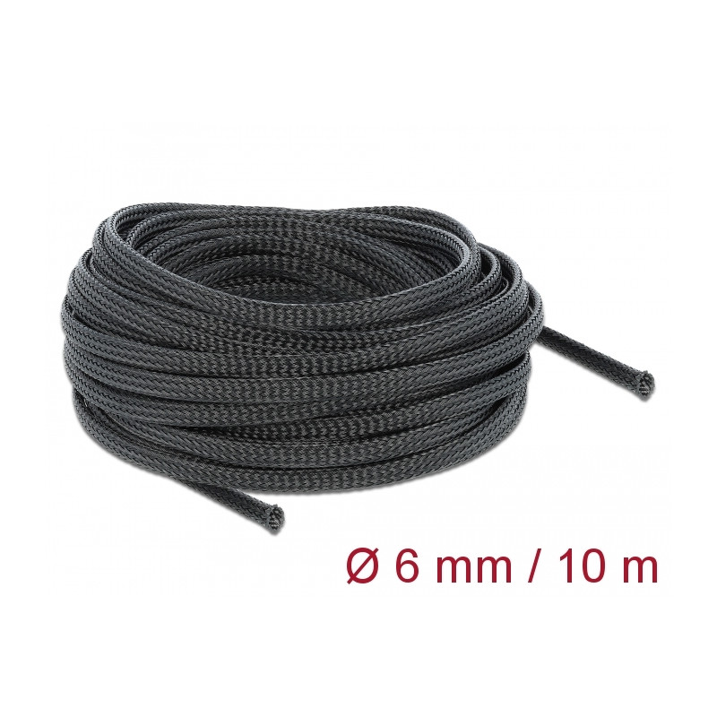 Delock Geflechtschlauch dehnbar 10 m x 6 mm schwarz