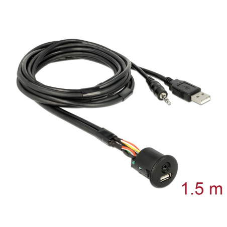 Delock Kabel USB Typ-A Stecker + 3,5 mm 4 Pin Klinkenstecker - Einbaubuchse USB Typ-A Buchse + 3,5 mm 4 Pin Klinkenbuchse (Audio