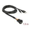 Delock Kabel USB Typ-A Stecker + 3,5 mm 4 Pin Klinkenstecker - Einbaubuchse USB Typ-A Buchse + 3,5 mm 4 Pin Klinkenbuchse (Audio