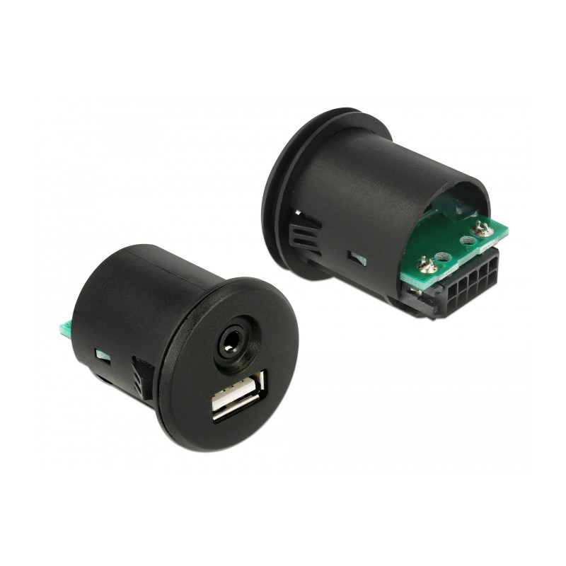 Delock Kabel USB Typ-A Stecker + 3,5 mm 4 Pin Klinkenstecker - Einbaubuchse USB Typ-A Buchse + 3,5 mm 4 Pin Klinkenbuchse (Audio