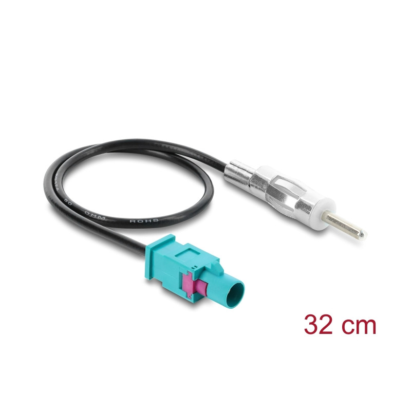 Delock Antennenkabel FAKRA Z Stecker - DIN Stecker RG-174 32 cm schwarz