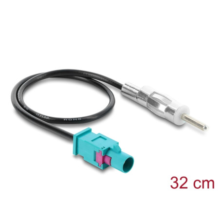 Delock Antennenkabel FAKRA Z Stecker - DIN Stecker RG-174 32 cm schwarz