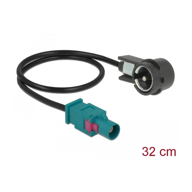 Delock Antennenkabel FAKRA Z Stecker - ISO Stecker RG-174 30 cm schwarz