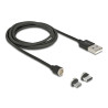 Delock Magnetisches USB Daten- und Ladekabelset für Micro USB / USB Type-C™ schwarz 1,1 m