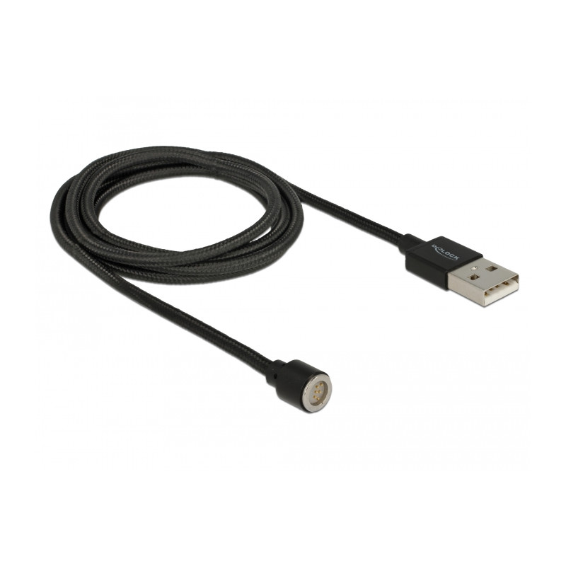 Delock Magnetisches USB Daten- und Ladekabel schwarz 1,1 m