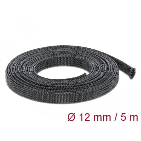 Delock Geflechtschlauch dehnbar 5 m x 12 mm schwarz