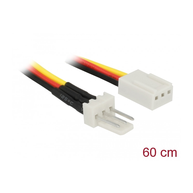 Delock Lüfter Stromkabel 3 Pin Stecker zu 3 Pin Buchse 60 cm