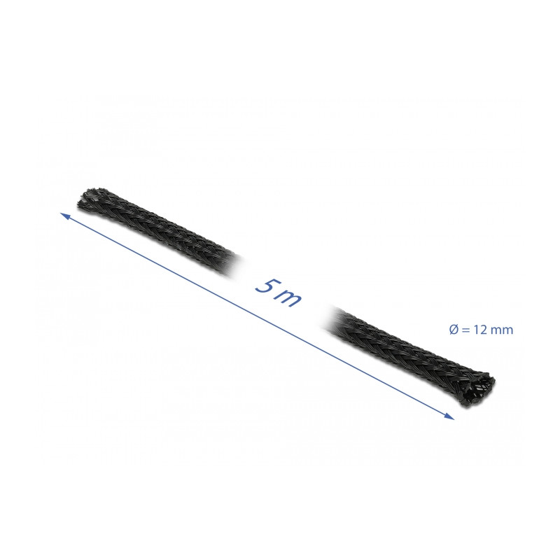 Delock Geflechtschlauch dehnbar 5 m x 12 mm schwarz
