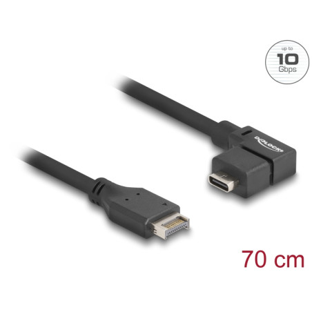 Delock USB 10 Gbps Kabel Typ-E Key A 20 Pin Stecker zu USB Type-C™ Buchse gewinkelt 70 cm