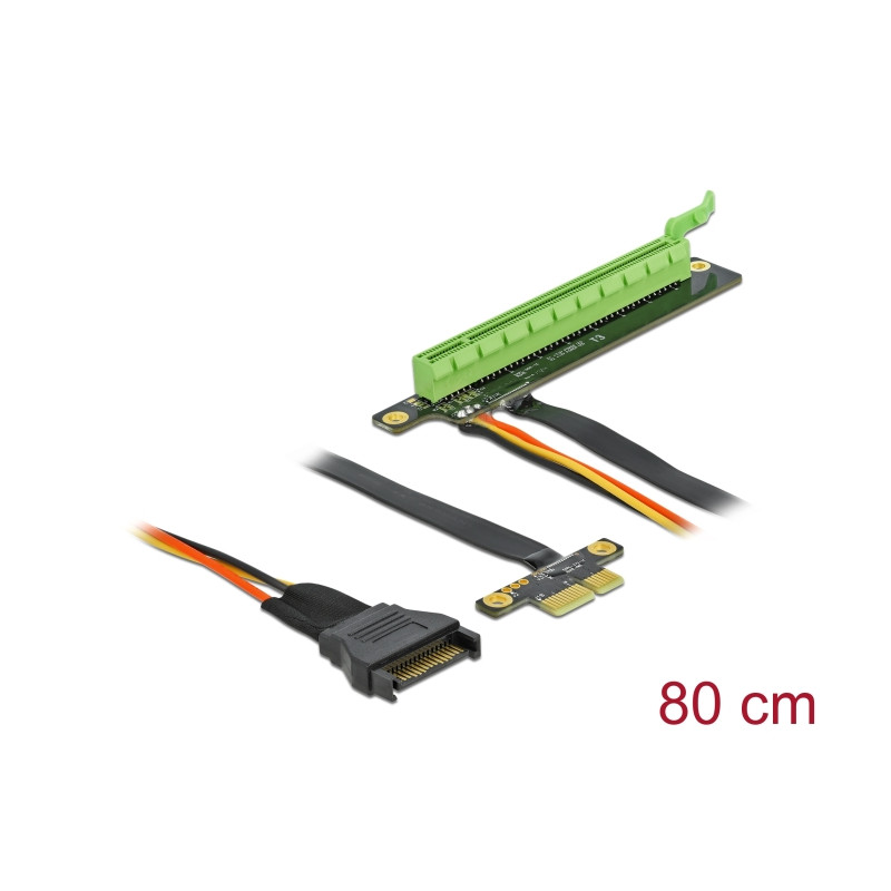 Delock Riser Karte PCI Express x1 zu x16 mit flexiblem Kabel 80 cm