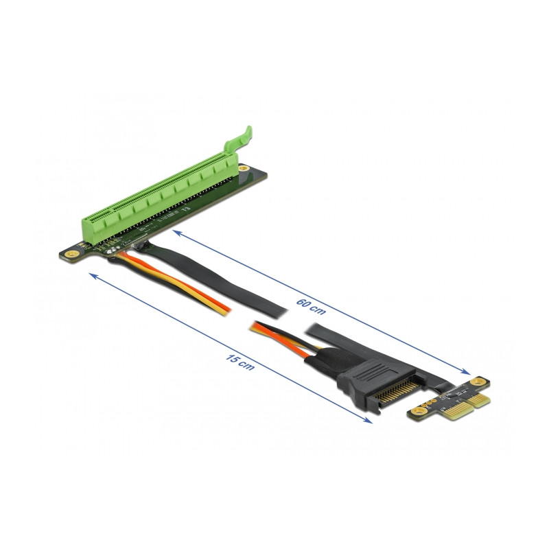 Delock Riser Karte PCI Express x1 zu x16 mit flexiblem Kabel 80 cm