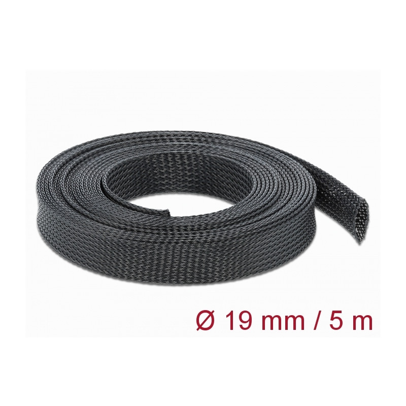 Delock Geflechtschlauch dehnbar 5 m x 19 mm schwarz