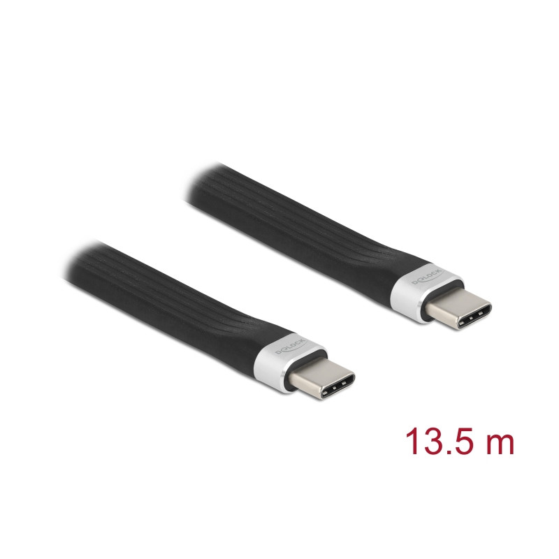 Delock USB 10 Gbps FPC Flachbandkabel USB Type-C™ zu USB Type-C™ 13,5 cm PD 3 A E-Marker