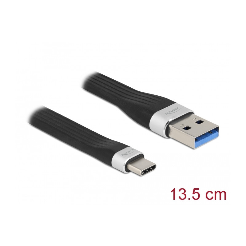 Delock USB 5 Gbps FPC Flachbandkabel USB Typ-A zu USB Type-C™ 13,5 cm PD 3 A
