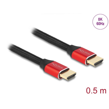 Delock Ultra High Speed HDMI Kabel 48 Gbps 8K 60 Hz rot 0,5 m zertifiziert
