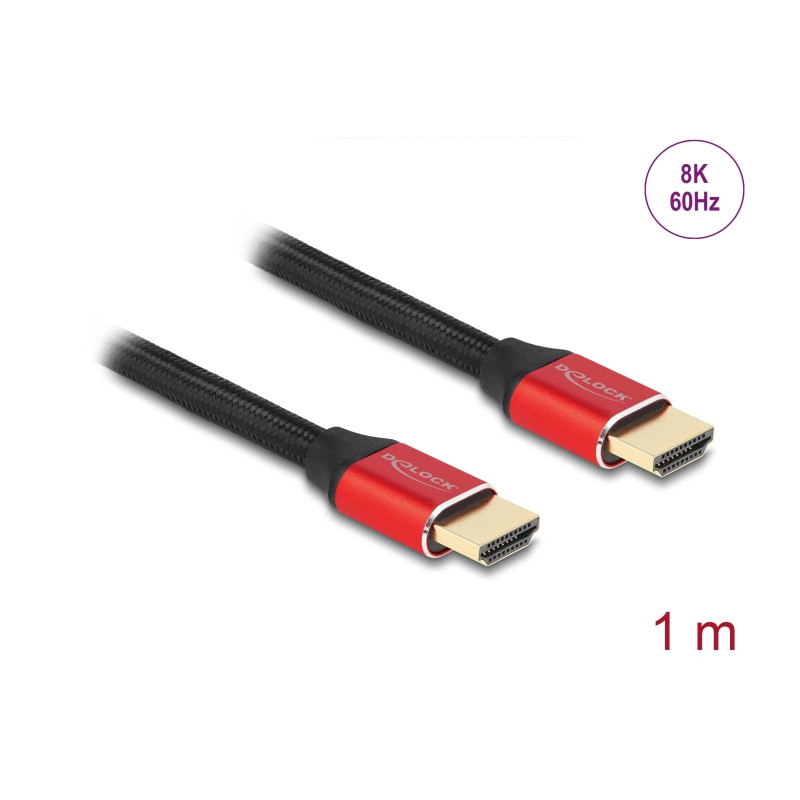 Delock Ultra High Speed HDMI Kabel 48 Gbps 8K 60 Hz rot 1 m zertifiziert