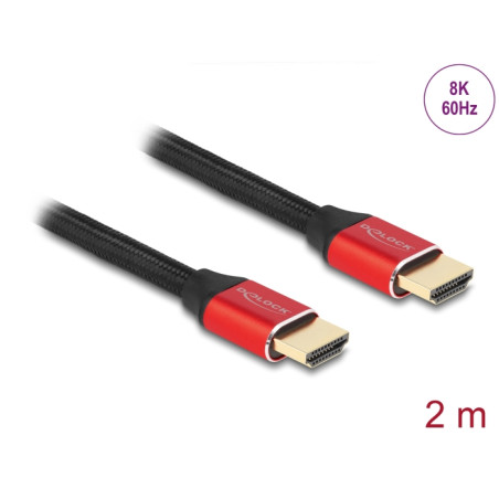 Delock Ultra High Speed HDMI Kabel 48 Gbps 8K 60 Hz rot 2 m zertifiziert