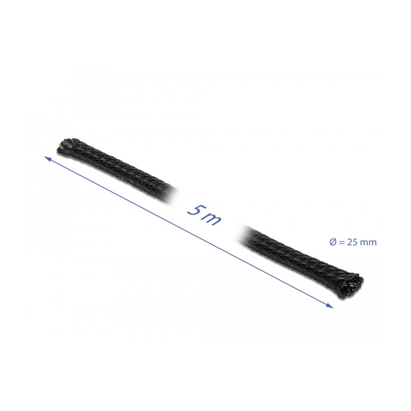 Delock Geflechtschlauch dehnbar 5 m x 25 mm schwarz