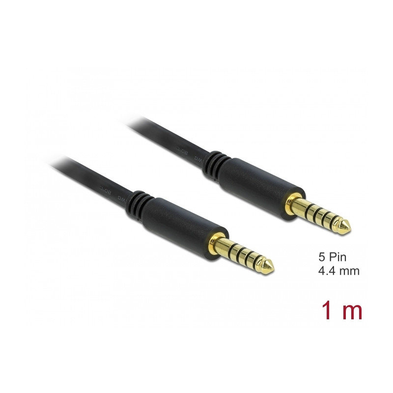 Delock Klinkenkabel 4,4 mm 5 Pin Stecker zu Stecker 1 m schwarz
