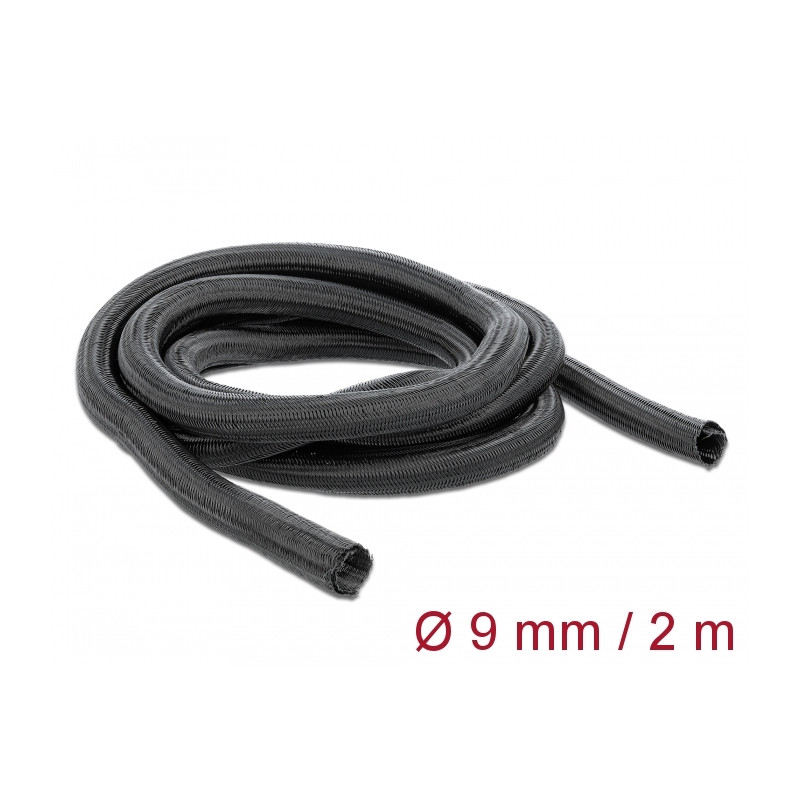 Delock Geflechtschlauch selbstschließend 2 m x 9 mm schwarz