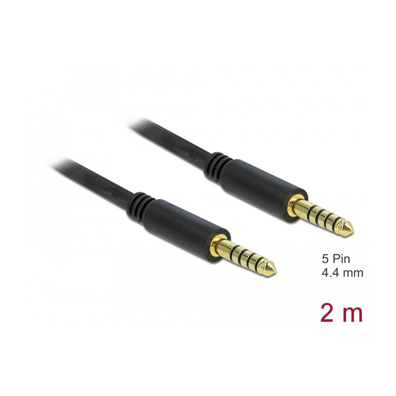 Delock Klinkenkabel 4,4 mm 5 Pin Stecker zu Stecker 2 m schwarz
