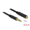 Delock Verlängerungskabel Klinke 4,4 mm 5 Pin Stecker zu Buchse 0,5 m schwarz