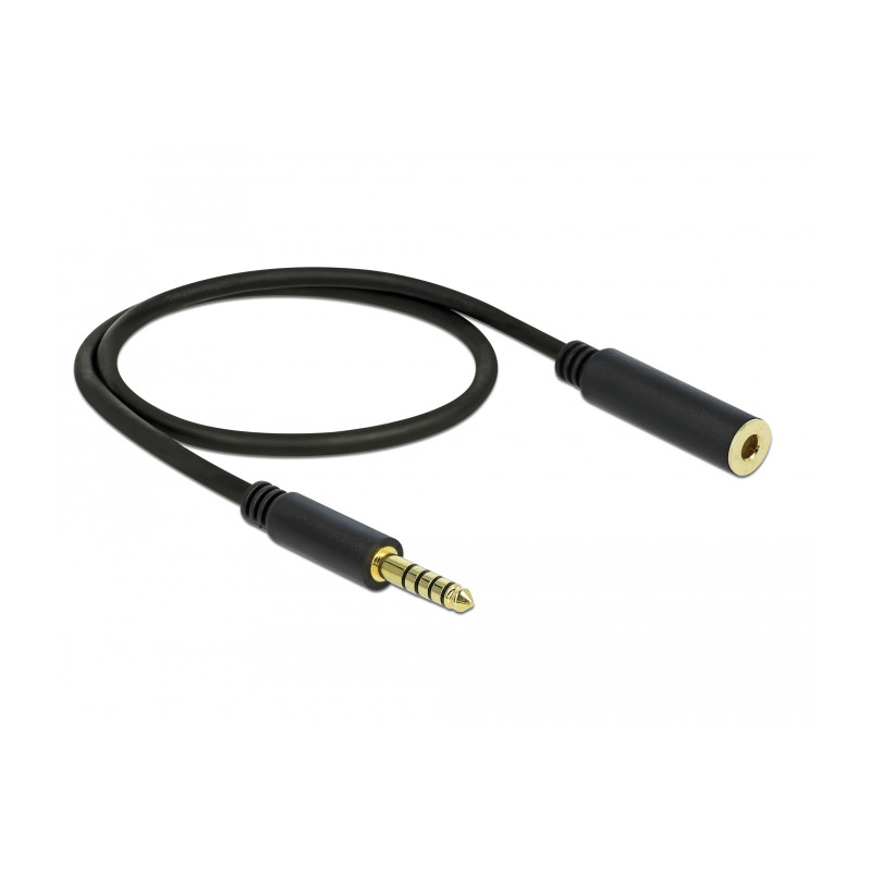 Delock Verlängerungskabel Klinke 4,4 mm 5 Pin Stecker zu Buchse 0,5 m schwarz